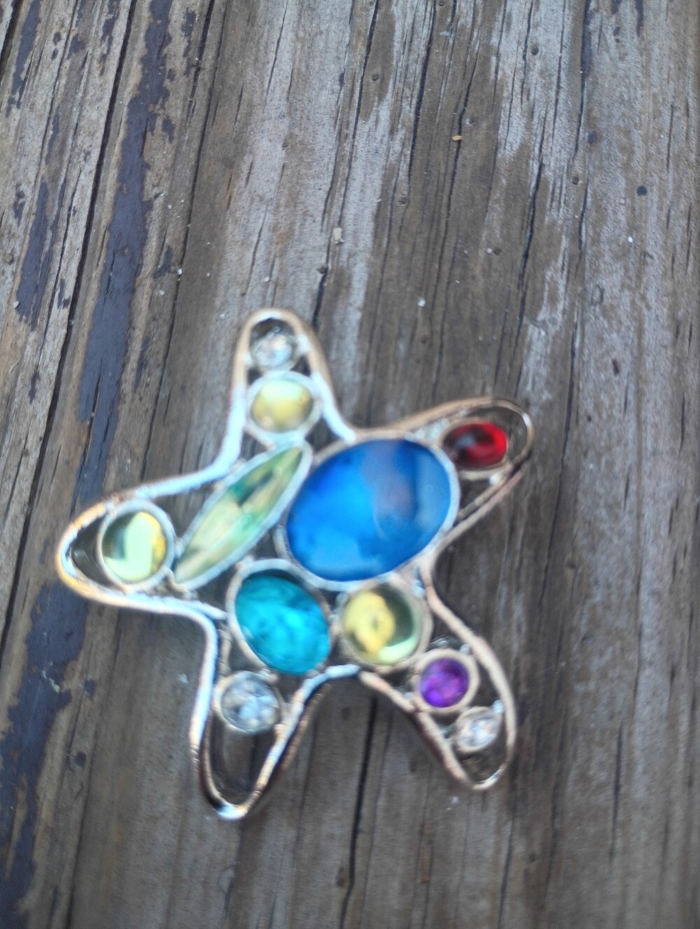 Multicolor Starfish Gemstone Brooch - Women Jewelry
